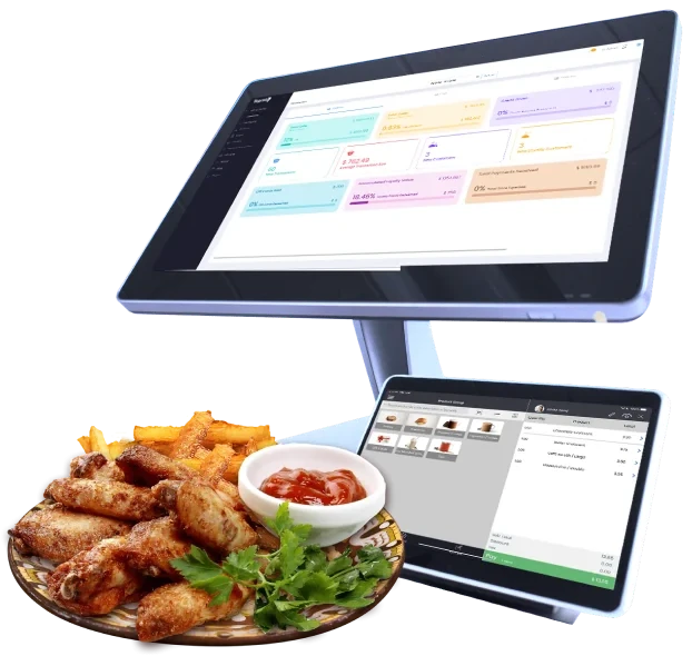 Tagrain hospitality POS system with food and tablet interface