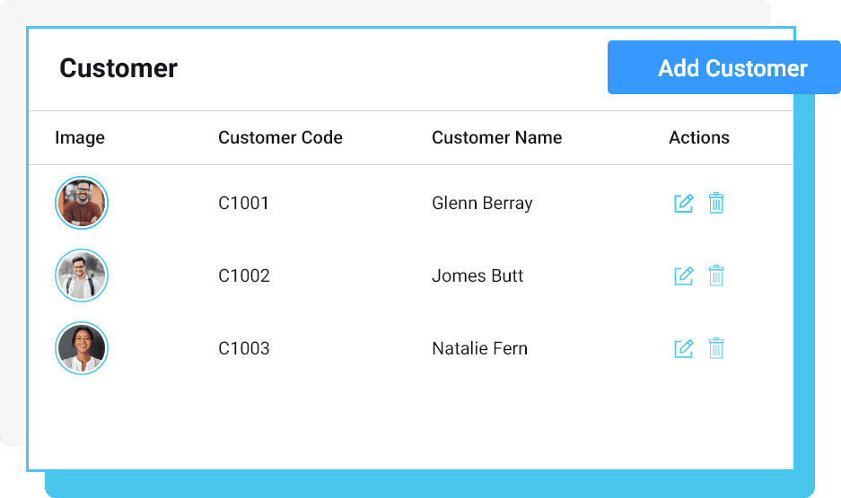 Tagrain customer management customer list interface preview